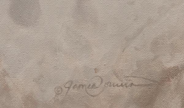 A western art print featuring a group of wild horses running galloping in a dusty field by wildlife artist James Corwin.