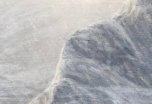 A limited edition giclee canvas print featuring a group of wolves in a snowy mountain landscape. The print is gallery-wrapped by wildlife artist James Corwin.