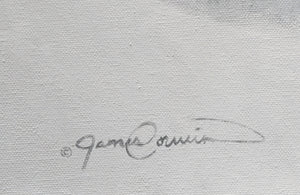 Limited Edition Giclee Canvas Print of an American Bison in winter snow, titled 'Reverence' by wildlife artist James Corwin. Yellowstone buffalo art. Artist signature on painting.