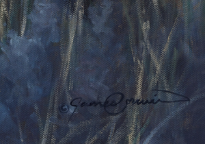 A whitetail buck and pheasant oil painting as a limited edition print on canvas by wildlife artist James Corwin.