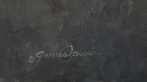 An oil painting of a grizzly bear looking at a rufous hummingbird as a limited edition giclee canvas print by wildlife artist James Corwin.