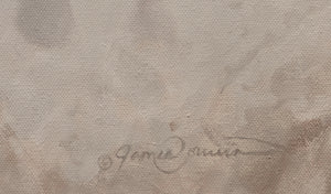 A western art print featuring a group of wild horses running galloping in a dusty field by wildlife artist James Corwin.