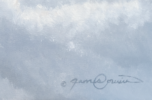 An oil painting of the sacred white bison as a limited edition canvas print by wildlife artist James Corwin based in Montana. Native American art inspired.