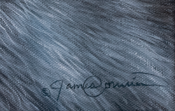 Bumblebee Bear by wildlife artist James Corwin. A Painting of a black bear with a colorful textured background. Signature by artist.