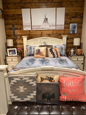 Western Bison Buffalo Rustic Bed Quilt Set w/ 2 Shams