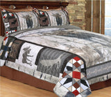 Western Moose Bed Quilt Set with 2 Pillow Shams