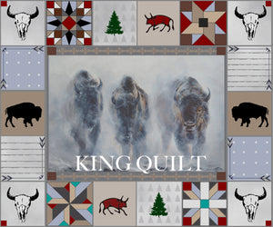 Western Bison Buffalo Rustic Bed Quilt Set w/ 2 Shams