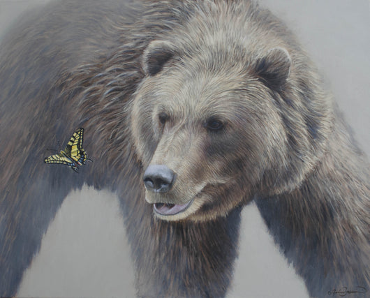 grizzly bear limited edition print wildlife art butterfly painting by james corwin fine art