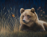 grizzly bear monarch butterfly wildlife oil painting fine art by james corwin artist