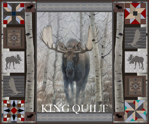 Western Moose Bed Quilt Set with 2 Pillow Shams