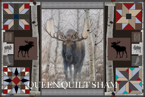 Western Moose Bed Quilt Set with 2 Pillow Shams