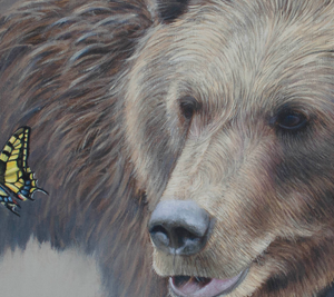 grizzly bear limited edition print wildlife art butterfly painting by james corwin fine art