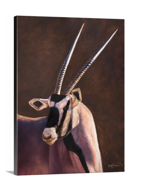 African gemsbok portrait painting limited edition art print by wildlife artist James Corwin.