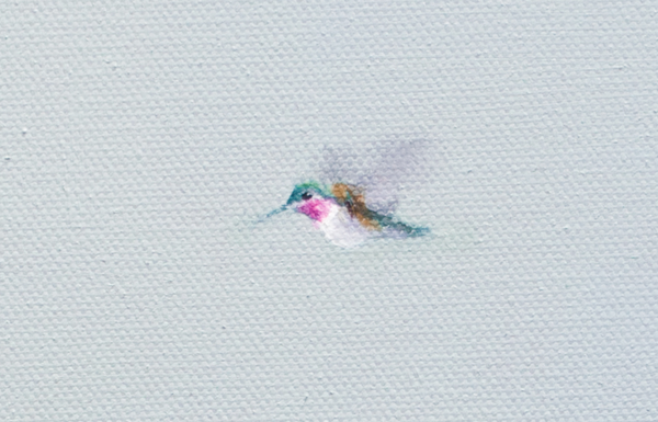 grizzly bear in wildflowers looking at hummingbird wildlife painting by james corwin fine art limited edition print