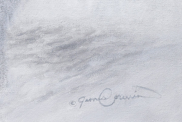 A giclee canvas print of three yellowstone bison in a misty winter setting from an oil painting by James Corwin wildlife artist. Signature of artist.