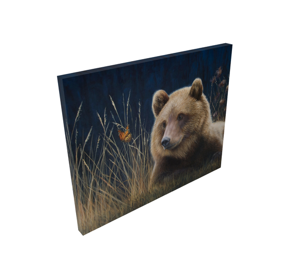 grizzly bear monarch butterfly wildlife oil painting fine art by james corwin artist