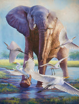 african elephant egrets safari at sunset wildlife painting by james corwin fine art