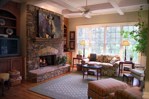 roger rhino painting art print hanging in room