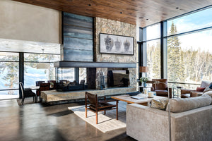 A giclee canvas print of three yellowstone bison in a misty winter setting from an oil painting by James Corwin wildlife artist. Hanging in living room wall decor.