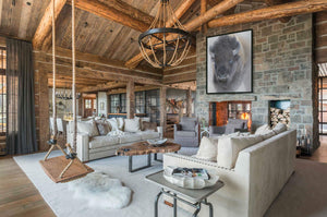 An oil painting of a big bison from Yellowstone National Park. Western art of buffalo as a canvas print by wildlife artist James Corwin. Hanging in living room of Montana home decor wall art.