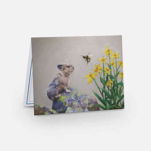 Pika y una tarjeta de abejorro